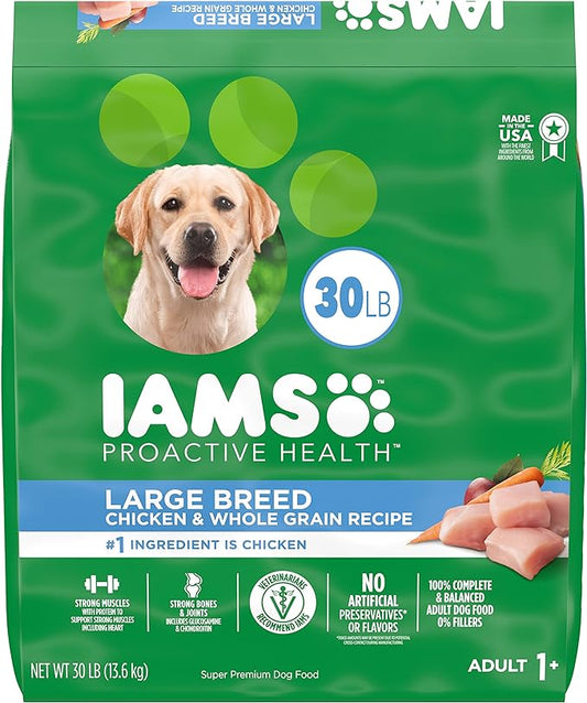 IAMS Adult High Protein Large Breed Dry Dog Food with Real Chicken, 30 lb. Bag