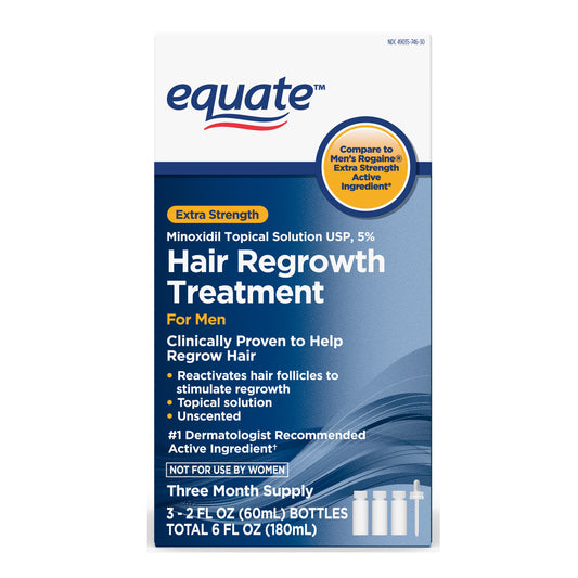Equate Minoxidil Topical Solution USP, 5 Percent, Extra Strength, 90 Day Liquid, 6 oz