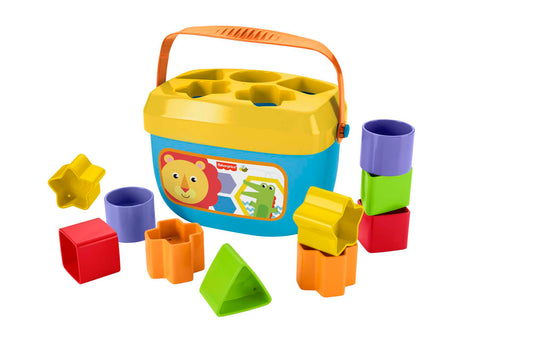 Fisher-Price Baby’s First Blocks Shape Sorting Toy with Storage Bucket, 12 Pieces