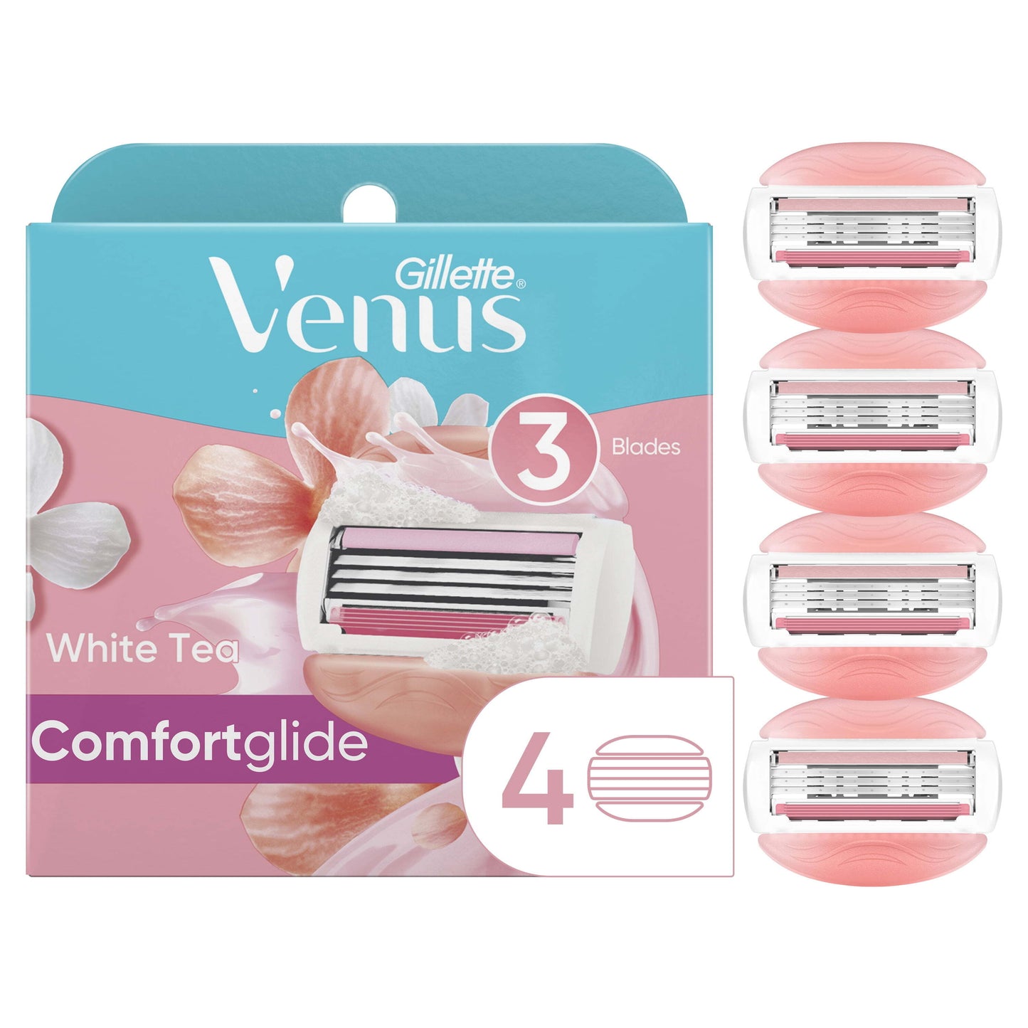 Gillette Venus Comfort Glide White Tea Women's Razor Blade Refills,