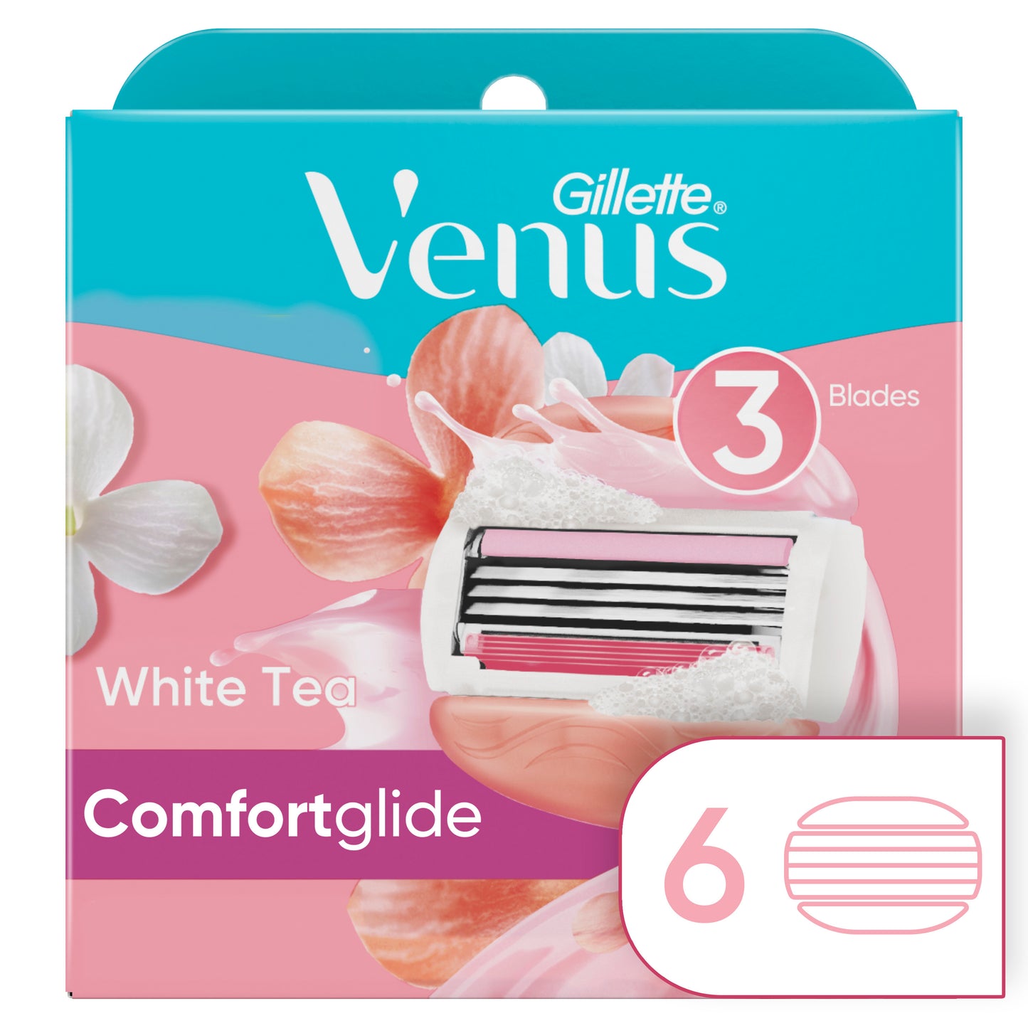 Gillette Venus Comfort Glide White Tea Women's Razor Blade Refills,