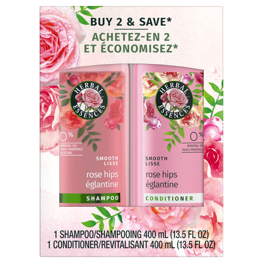 Herbal Essences Shampoo and Conditioner Set, All Hair Types, Rose Hips, 13.5 fl oz 2 Ct