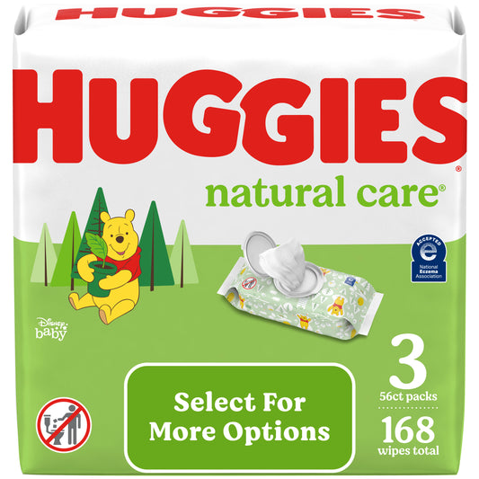 Huggies Natural Care Sensitive Baby Wipes, Unscented, 3 Pack, 168 Total Ct (Select for More Options)