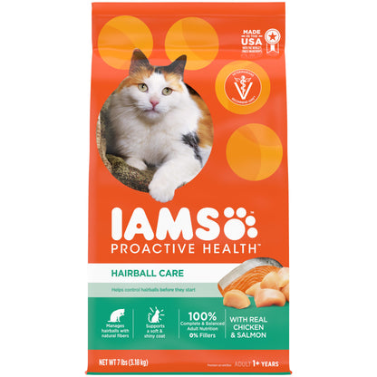 Iams Proactive Health Adult Hairball Care Dry Cat Food With Chicken And Salmon, 7 Lb. Bag