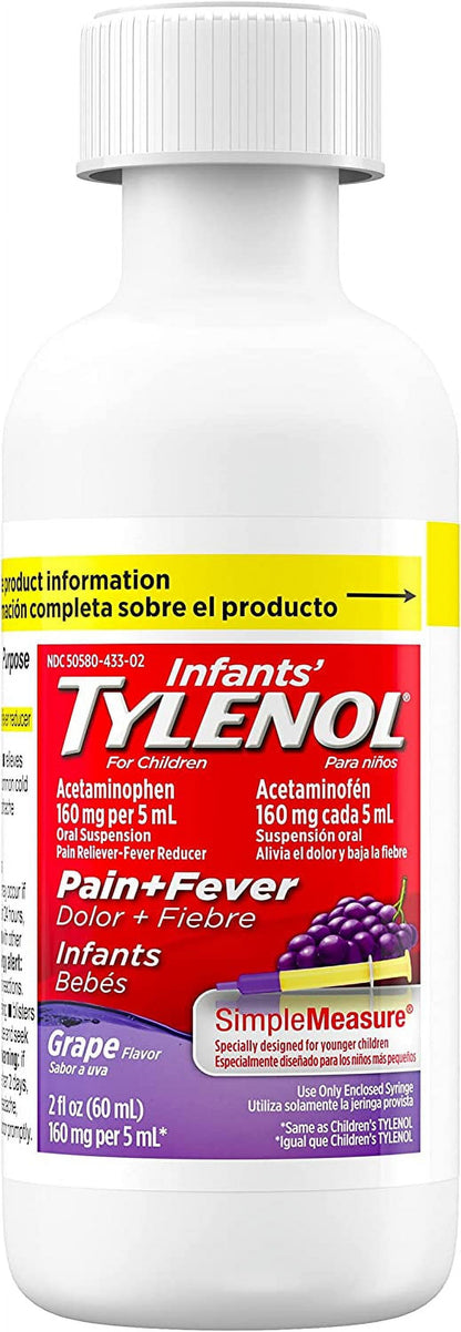 Infants' Tylenol Acetaminophen Liquid Medicine, Grape Flavor, 2 fl. oz