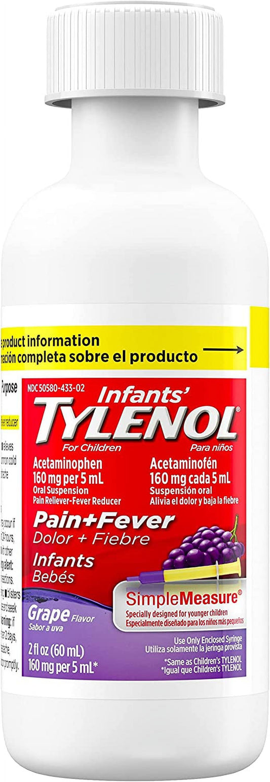 Infants' Tylenol Acetaminophen Liquid Medicine, Grape Flavor, 2 fl. oz