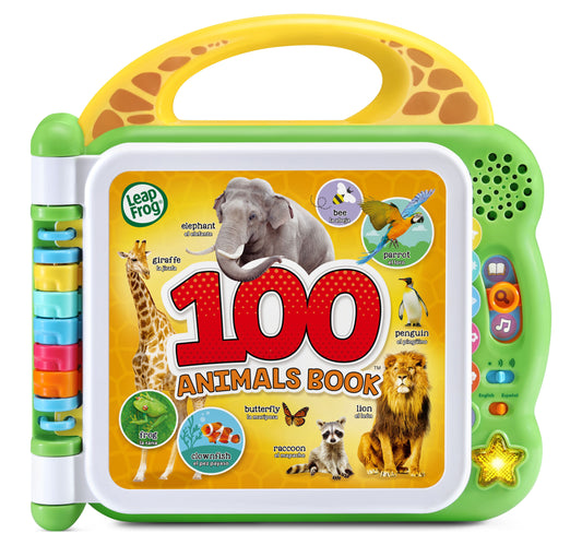 LeapFrog 100 Animals Book Interactive Bilingual Take-Along Word Book for Toddlers, Teaches Words in English & Spanish