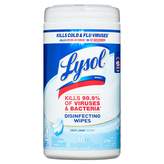 Lysol Disinfecting Wipes, Crisp Linen, 80ct