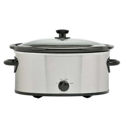 Mainstays 6 Quart Oval Slow Cooker, Stainless Steel Finish, Glass Lid, Model