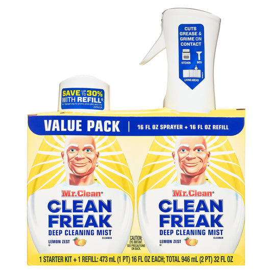 Mr. Clean, Clean Freak Multi-Surface Spray, Pk 1 Starter Kit, 1 Refill, Lemon Zest, 32 fl oz