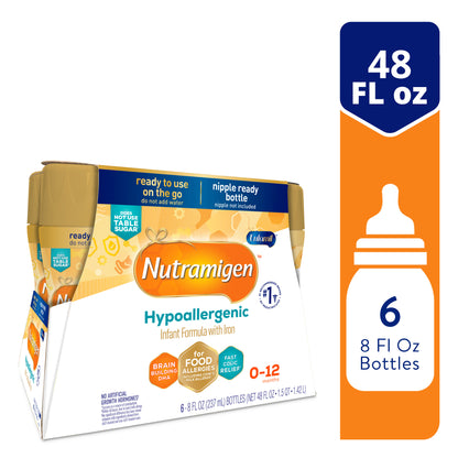 Nutramigen Hypoallergenic Baby Formula, Lactose Free, Colic Relief from Cow's Milk Allergy Starts in 24 Hours, Brain Building Omega-3 DHA for Immune Support, 8 FL Oz (6 Count)