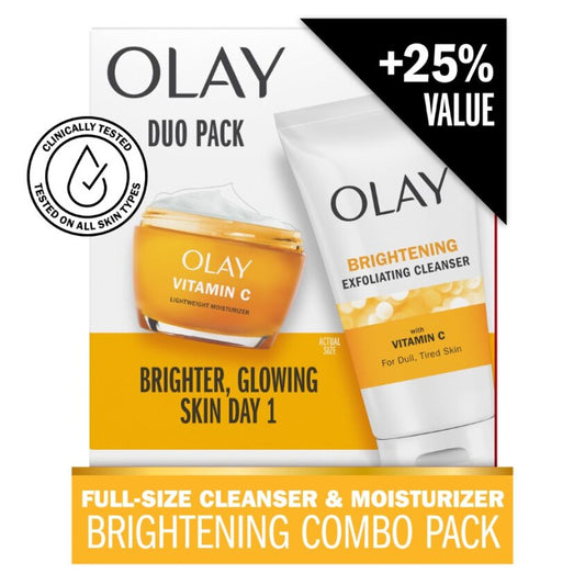 Olay Skin Care Brightening Vitamin C Gift Pack, Face Wash and Face Moisturizer Value Skincare Gift Set, 5 fl oz,1.7 oz