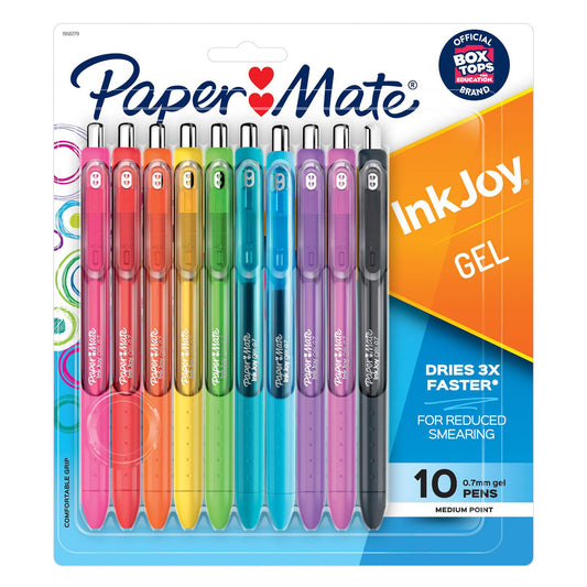 Paper Mate InkJoy Gel Pens, Medium Point (0.7 mm), Assorted Colors, 10 Count