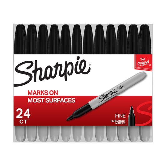 Sharpie Permanent Markers, Fine Point, Black, 24 Count