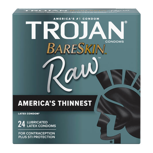 TROJAN BareSkin Raw Lubricated Thin Condoms, 24 Count Pack