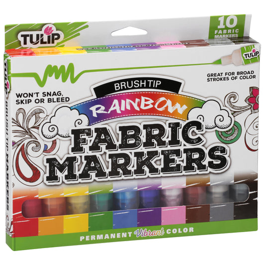 Tulip Fabric Markers Brush Tip 10 Pack Rainbow