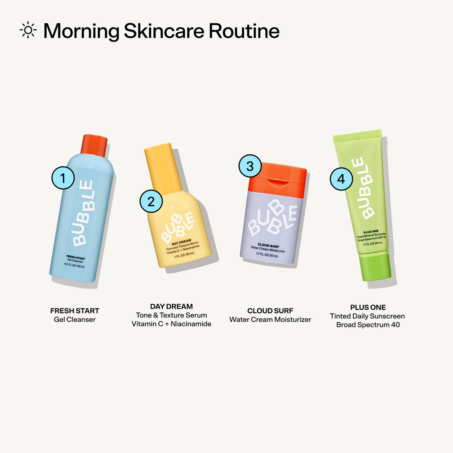 Bubble Skincare Plus One Tinted Sunscreen SPF 40, Everyday Care Sun Protection, All Skin Types, 1.7 fl oz / 50mL
