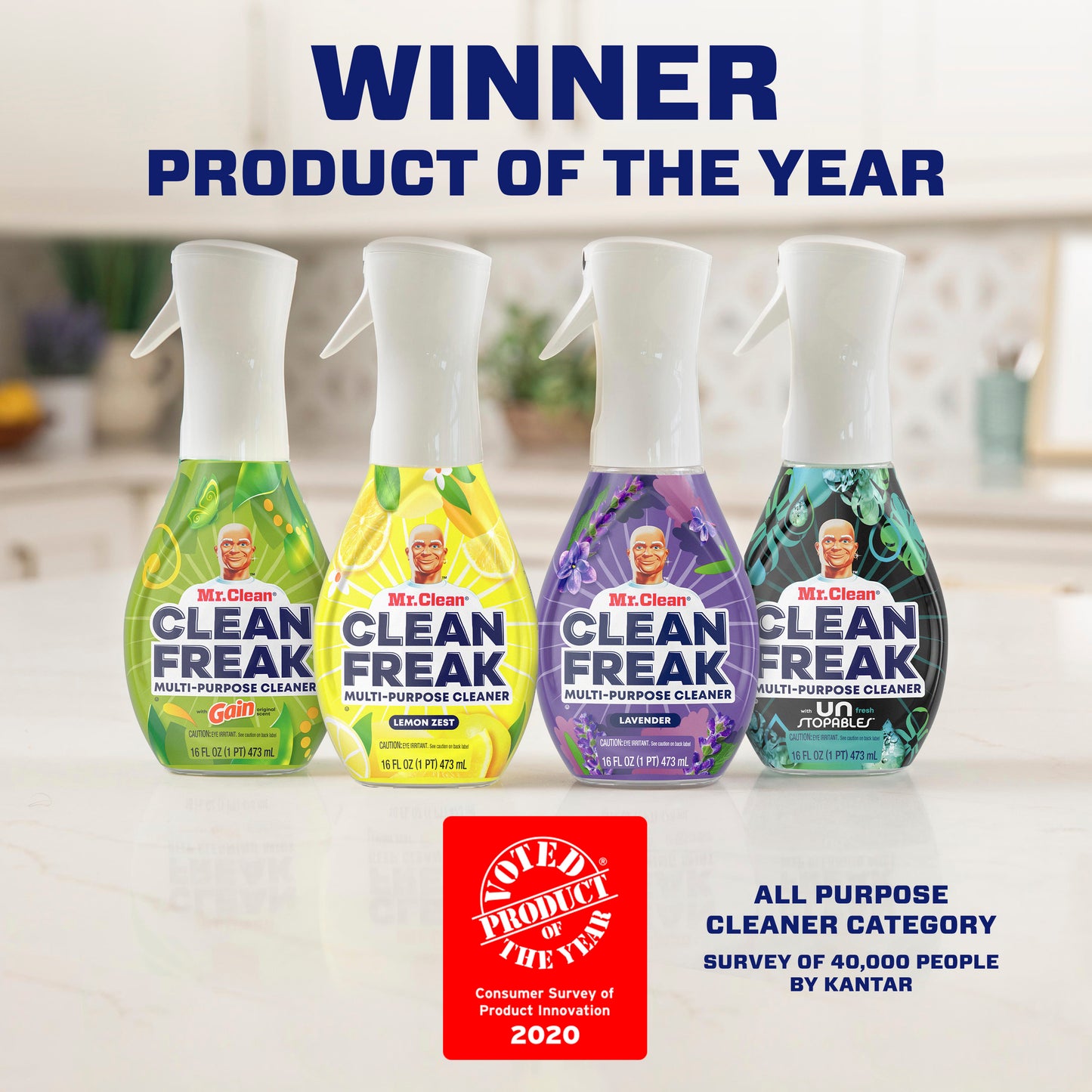 Mr. Clean, Clean Freak Multi-Surface Spray, Pk 1 Starter Kit, 1 Refill, Lemon Zest, 32 fl oz