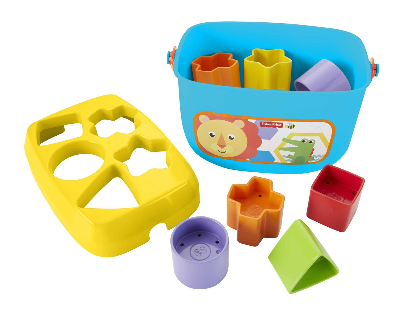 Fisher-Price Baby’s First Blocks Shape Sorting Toy with Storage Bucket, 12 Pieces