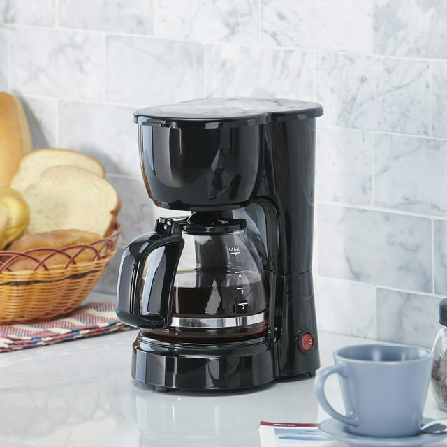 Mainstays Black 5-Cup Drip Coffee Maker, New
