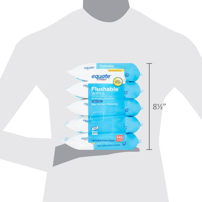 Equate Fresh Scent Flushable Wipes, 5 Resealable Packs (240 Total Wipes)