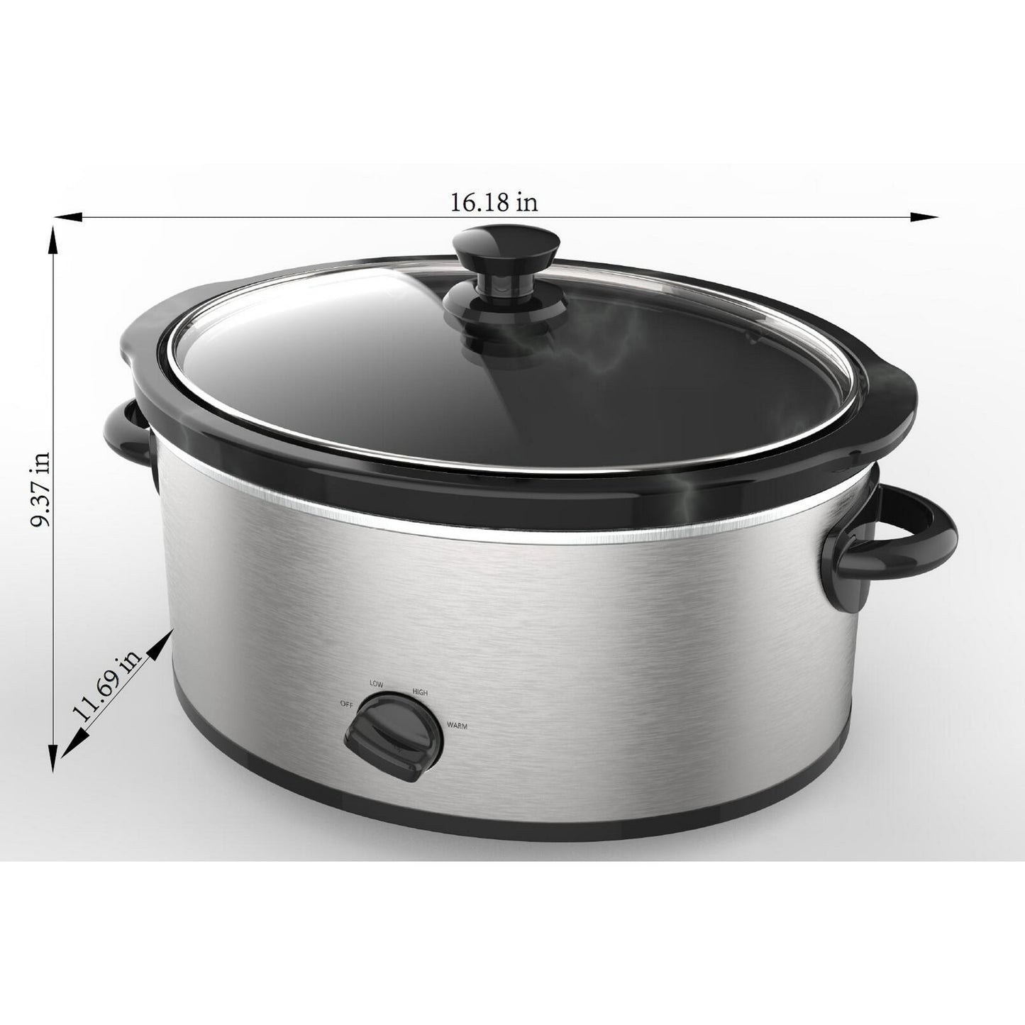 Mainstays 6 Quart Oval Slow Cooker, Stainless Steel Finish, Glass Lid, Model