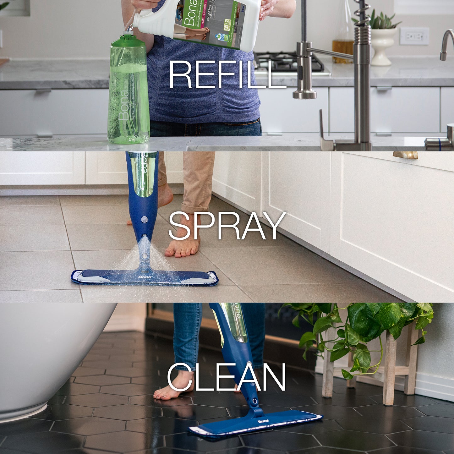 Bona® Multi-Surface Floor Cleaner, for Stone Tile Laminate and Vinyl LVT/LVP Refill 128 fl oz