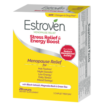 Estroven Stress Relief and Energy Boost for Menopause Relief Caplets, 28 Count