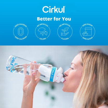 Cirkul 22oz Plastic Water Bottle Starter Kit with Blue Lid and 2 Flavor Cartridges (Fruit Punch & Mixed Berry)