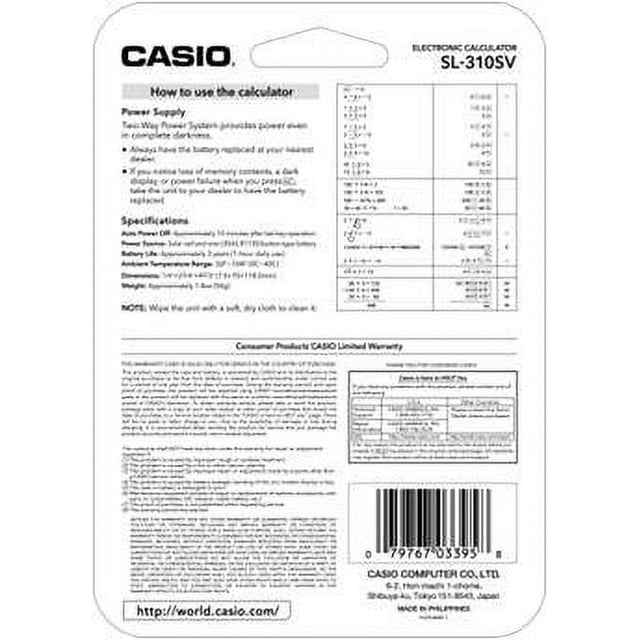Casio SL-310SV Ultra Thin 10-Digit Wallet Size Calculator