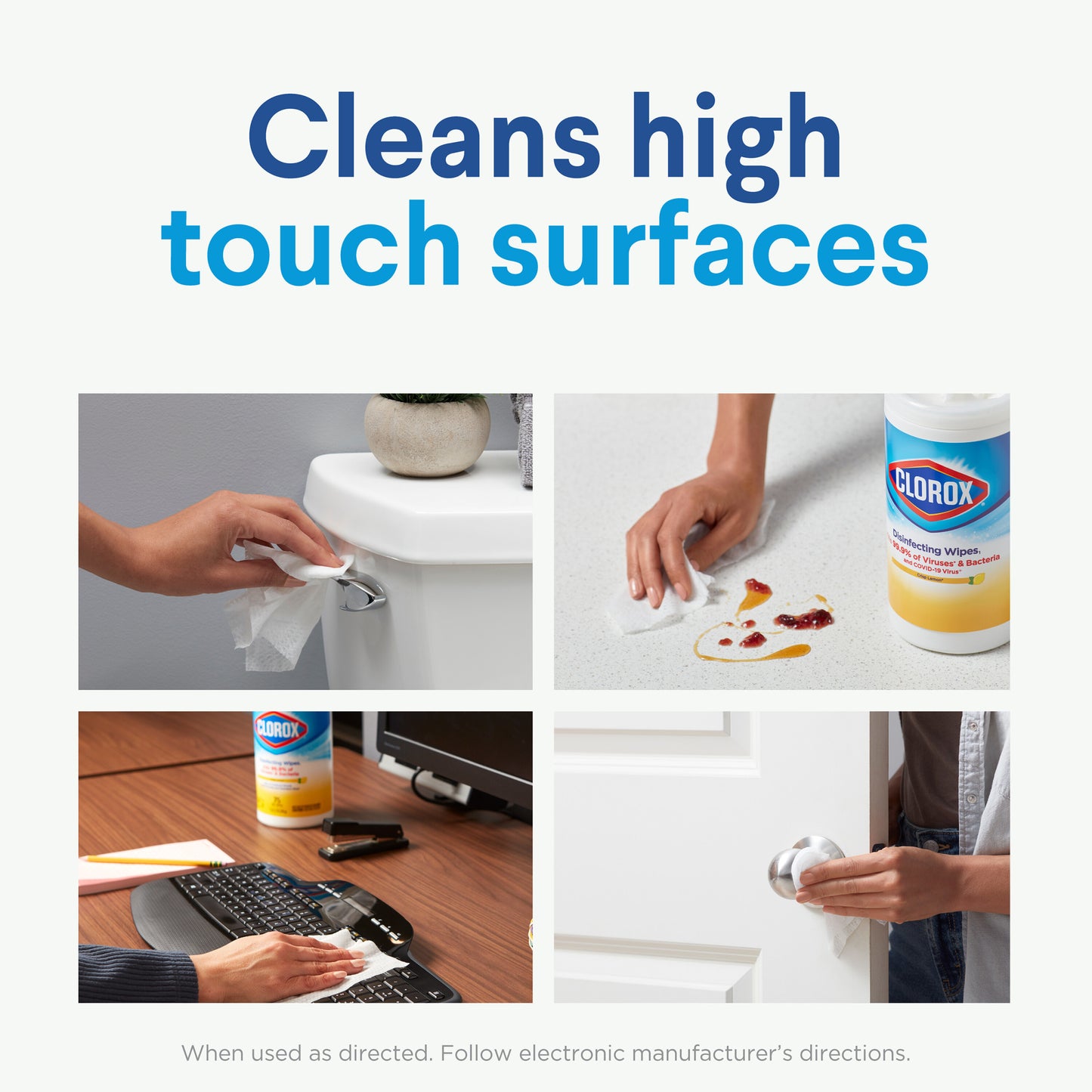 Clorox Bleach-Free Disinfecting and Cleaning Wipes, 300 Count, 4 Pack