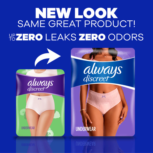 Always Discreet Adult Incontinence Underwear for Women, L,