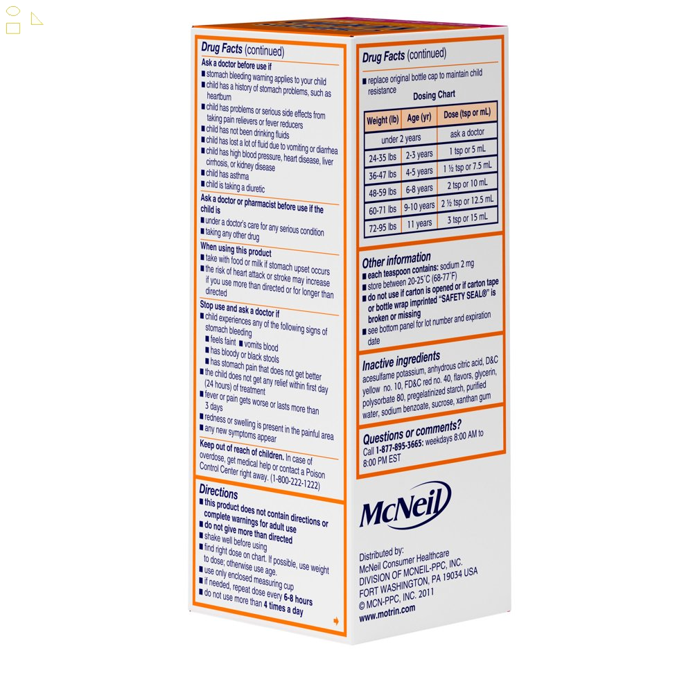 Children's Motrin Ibuprofen Kids Medicine, Berry Flavored, 4 fl. oz