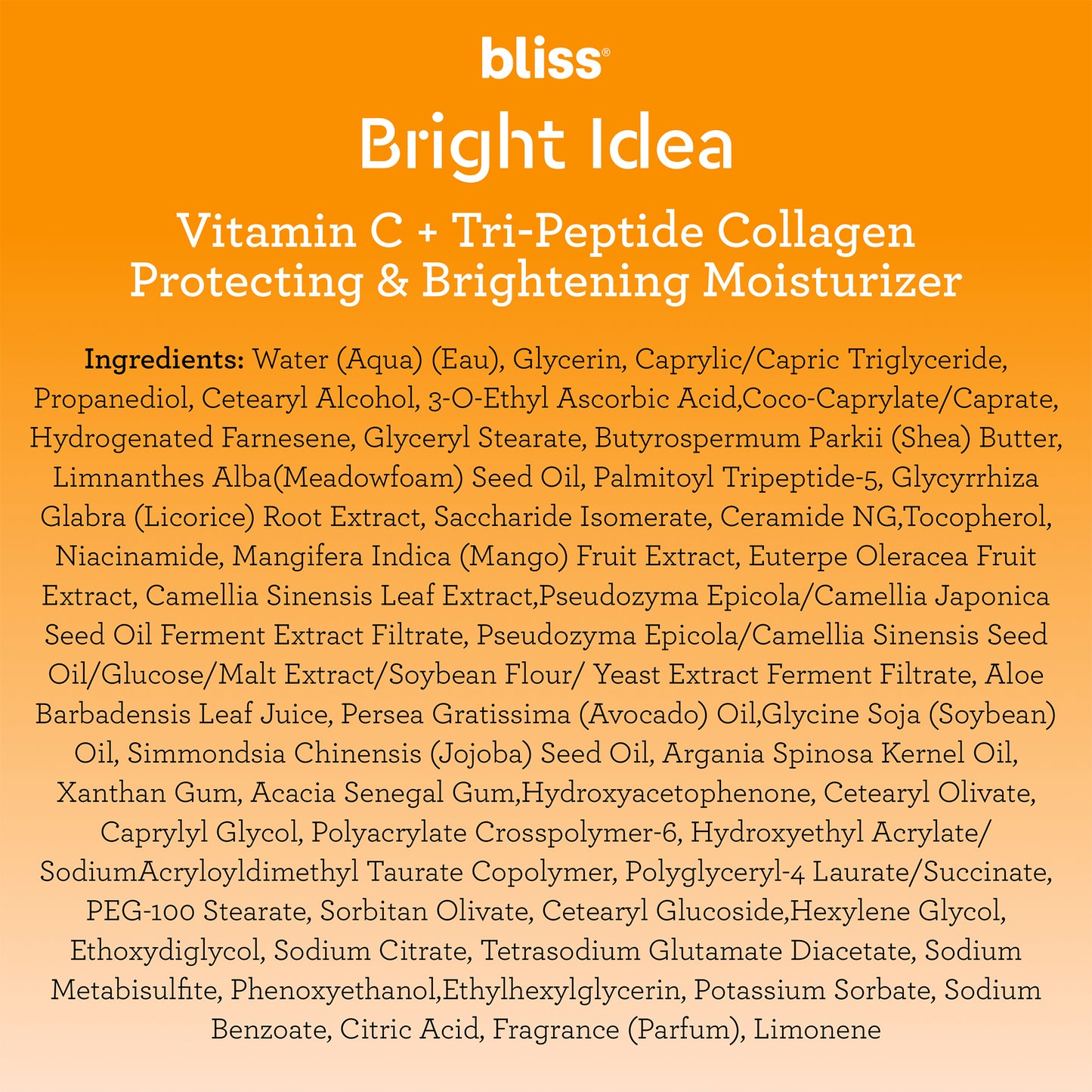 Bliss Bright Idea Vitamin C +Tri-Peptide Collagen-Protecting & Brightening Facial Moisturizer, 1.7oz