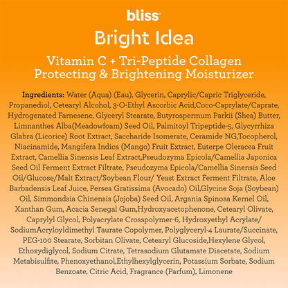 Bliss Bright Idea Vitamin C +Tri-Peptide Collagen-Protecting & Brightening Facial Moisturizer, 1.7oz