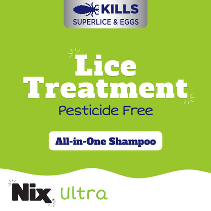 Nix Ultra Superlice Treatment, All-in-One Shampoo, 4 fl oz & Lice Removal Comb