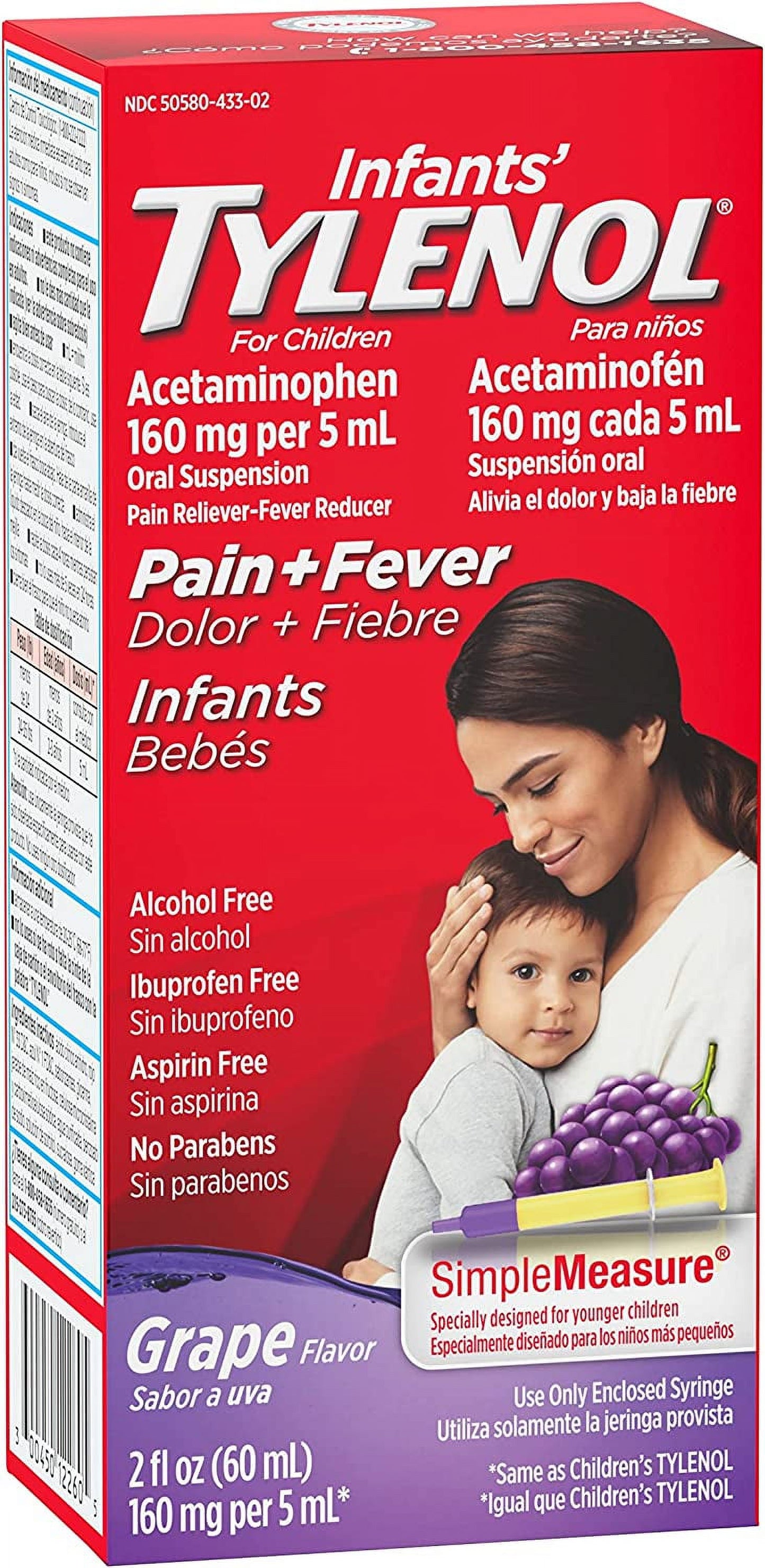 Infants' Tylenol Acetaminophen Liquid Medicine, Grape Flavor, 2 fl. oz