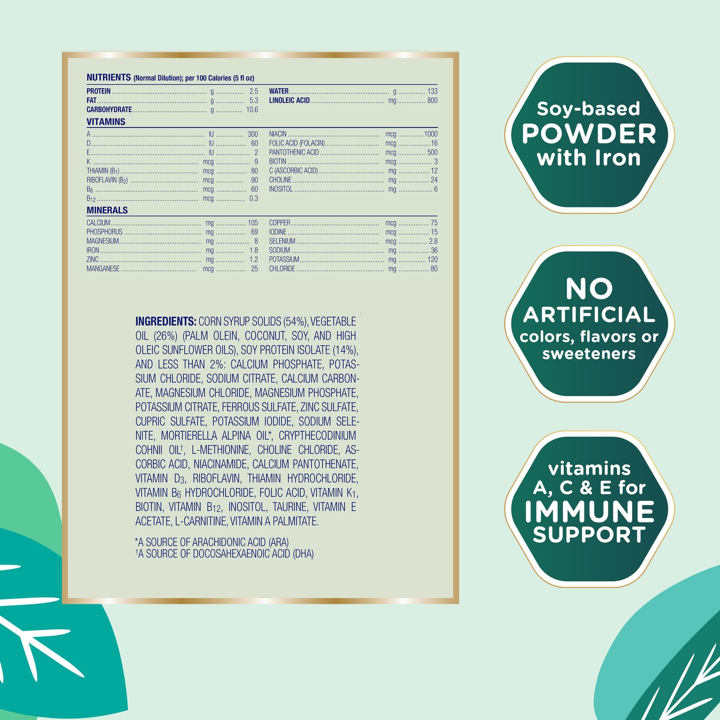Enfamil ProSobee Soy-Based Infant Formula for Sensitive Tummies, Lactose-Free, Milk-Free, and DHA for Brain Support, Plant-Sourced Protein Powder Can, 12.9 Oz