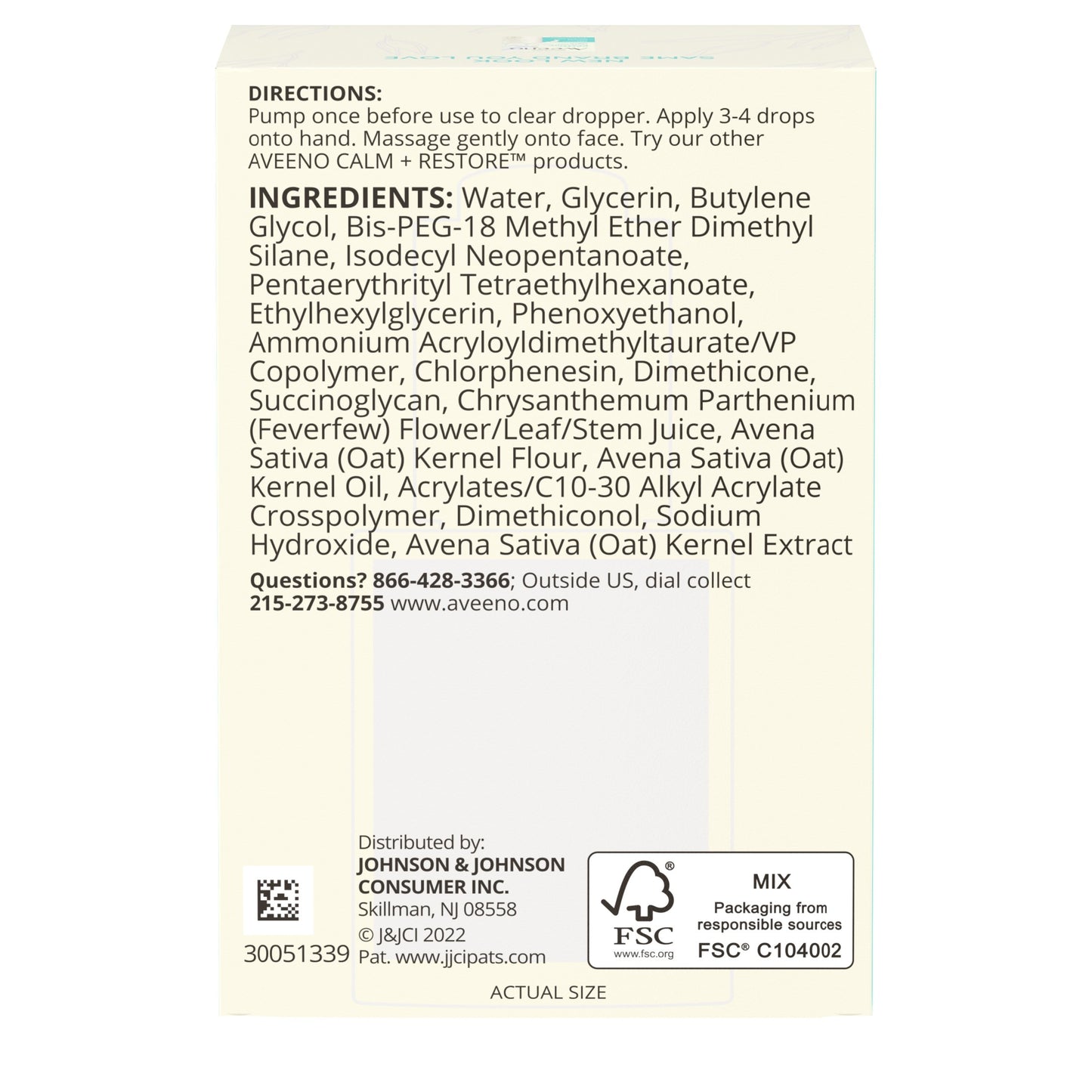 Aveeno Calm + Restore Triple Oat Sensitive Skin Face Serum, 1 fl. oz