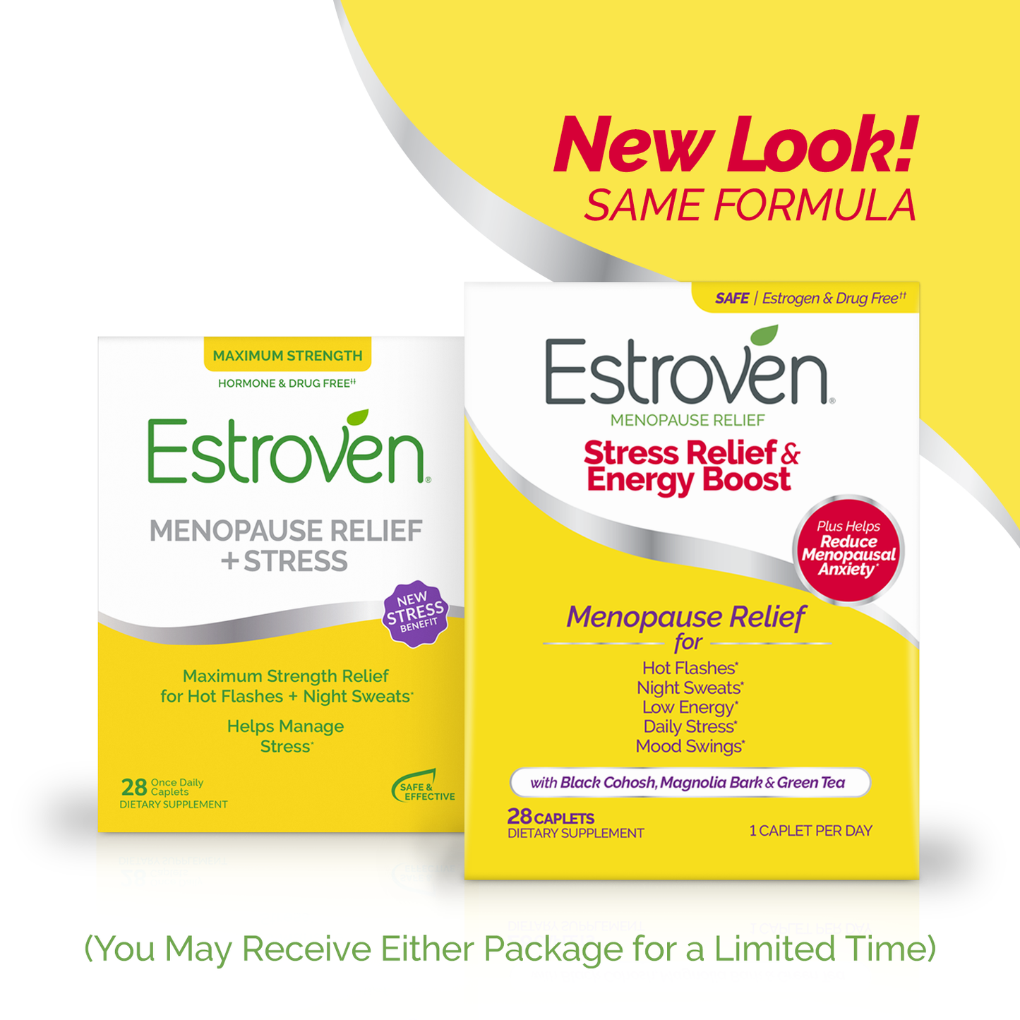 Estroven Stress Relief and Energy Boost for Menopause Relief Caplets, 28 Count