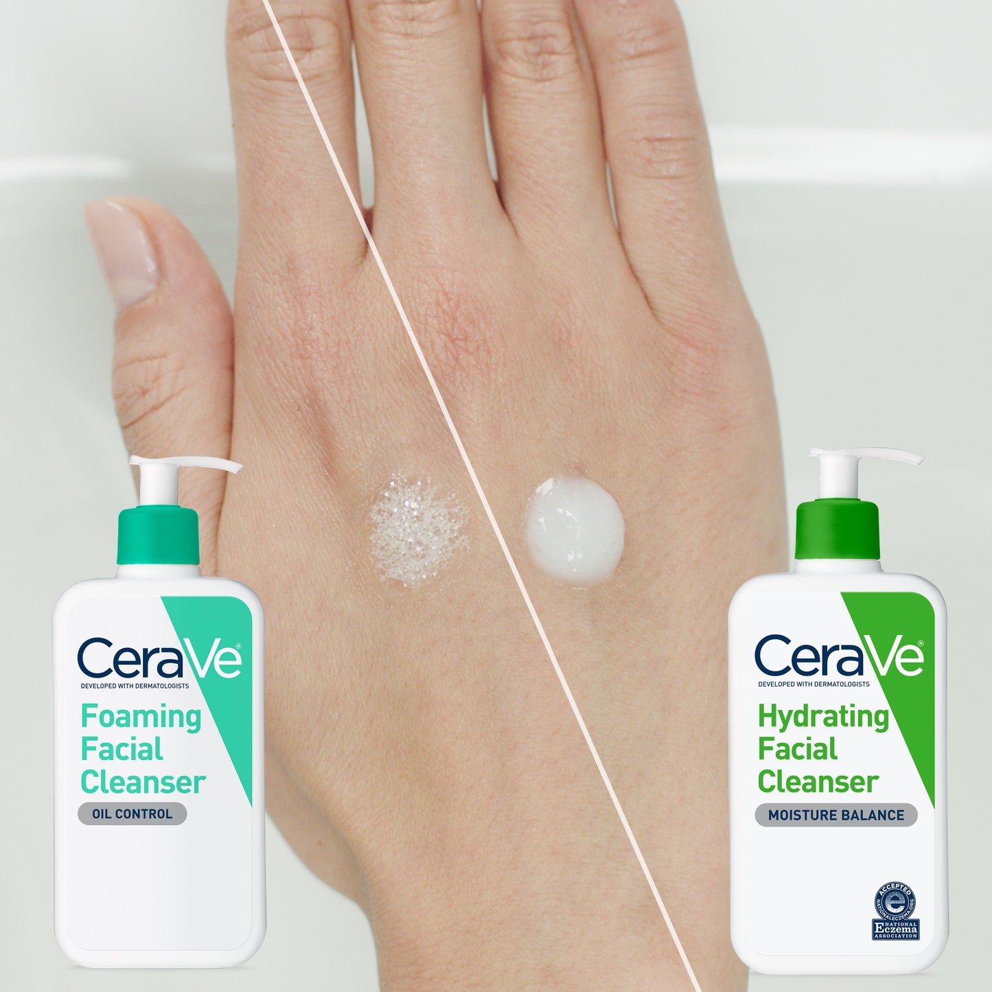 CeraVe Hydrating Facial Cleanser, Daily Face Wash for Normal to Dry Skin, 16 fl oz & 3 fl oz.