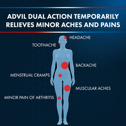 Advil Dual Action with Acetaminophen Pain and Headache Reliever Ibuprofen, Coated Caplets