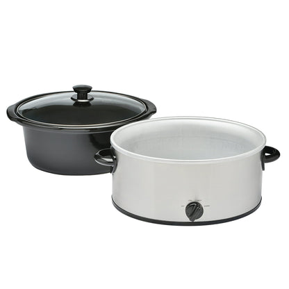 Mainstays 6 Quart Oval Slow Cooker, Stainless Steel Finish, Glass Lid, Model