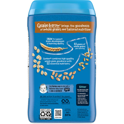Gerber 2nd Foods Cereal for Baby Grain &amp; Grow Baby Cereal, Multigrain, 16 oz Canister