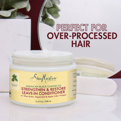 SheaMoisture Strength and Restore Leave In Conditioner, Jamaican Black Castor Oil,