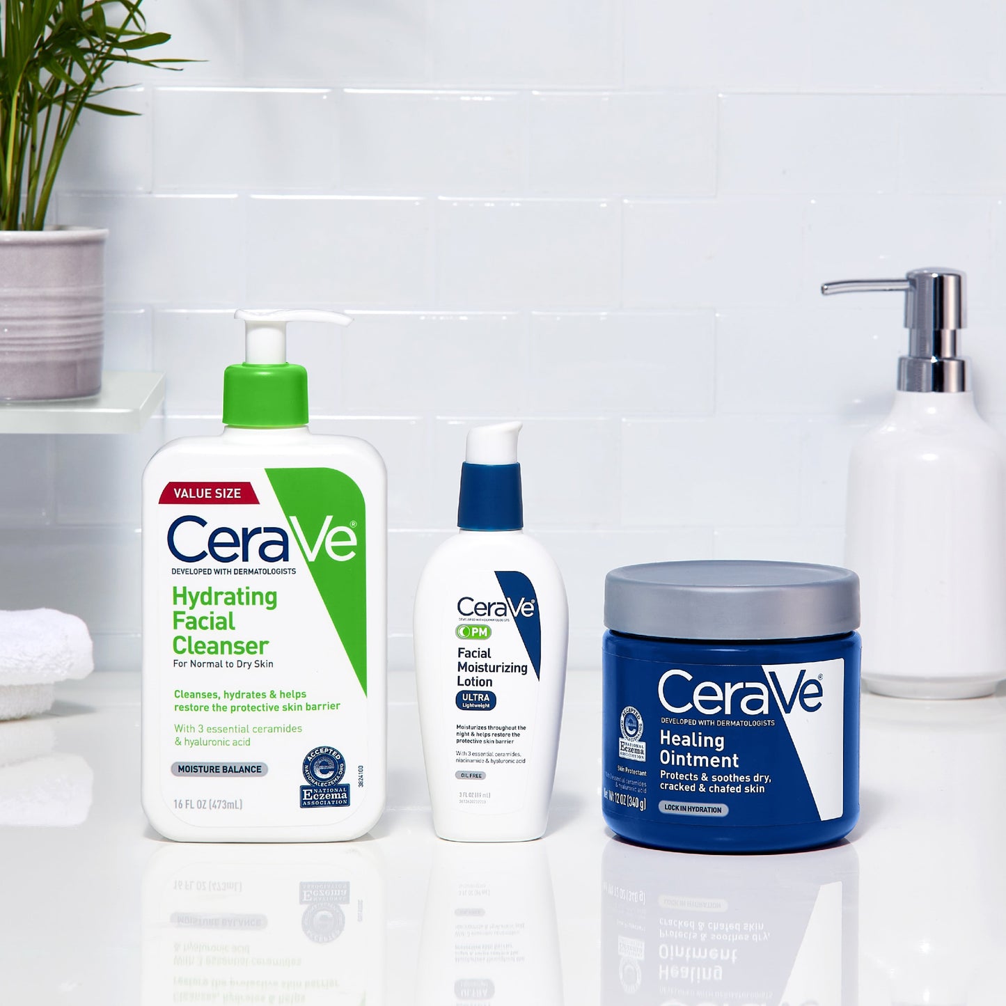 CeraVe Hydrating Facial Cleanser, Daily Face Wash for Normal to Dry Skin, 16 fl oz & 3 fl oz.