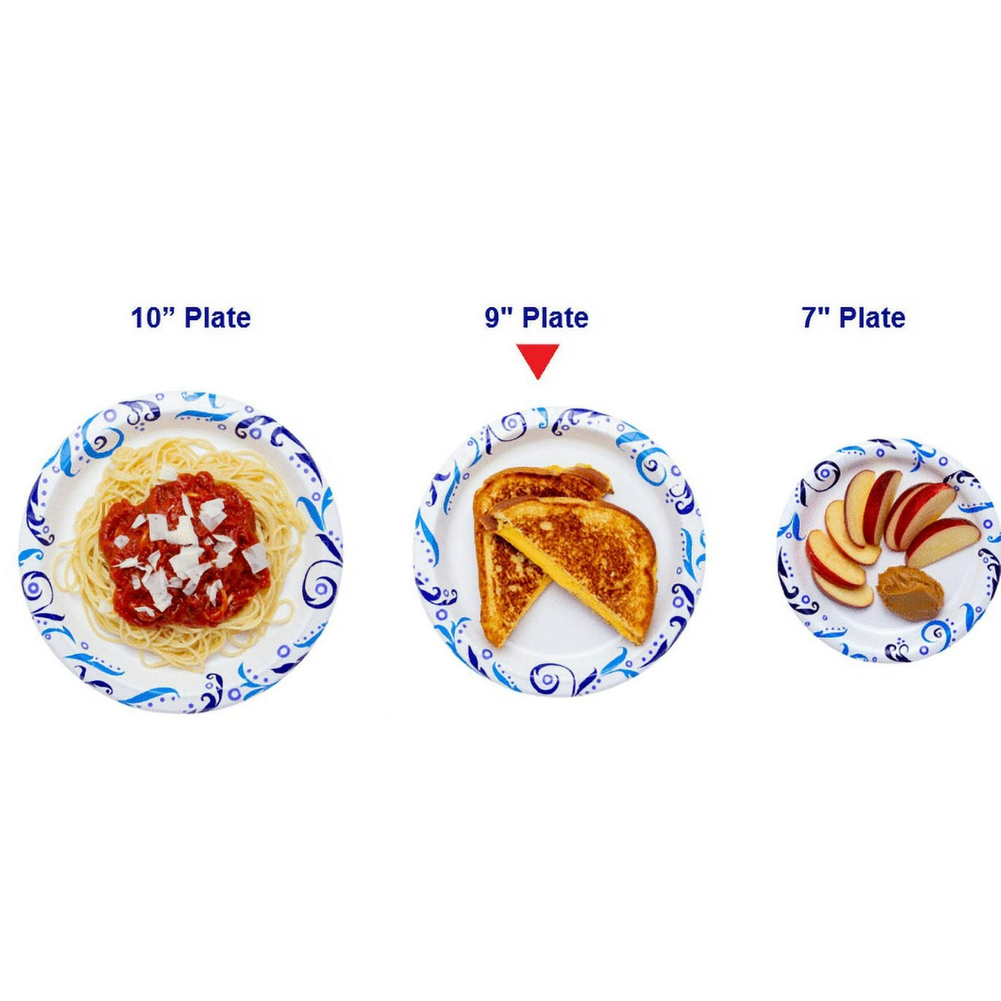 Great Value Everyday Strong, Soak Proof, Microwave Safe, Disposable Paper Plates, 9 in, Patterned, 200 Count