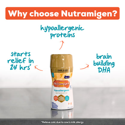 Nutramigen Hypoallergenic Baby Formula, Lactose Free, Colic Relief from Cow's Milk Allergy Starts in 24 Hours, Brain Building Omega-3 DHA for Immune Support, 8 FL Oz (6 Count)